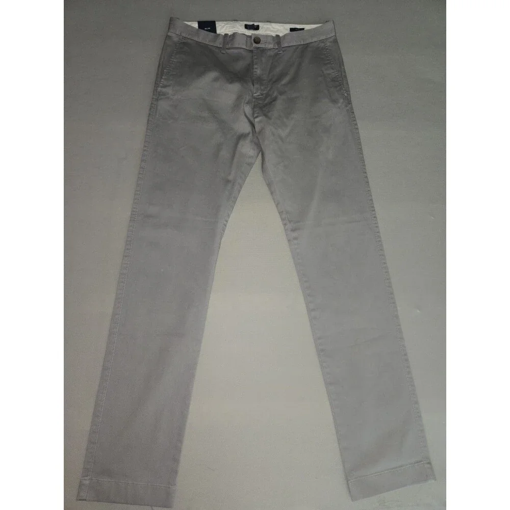 J.Crew Flex Chino Pants Men Slim Fit Grey Size 30x32 Stretch Cotton Flat Front